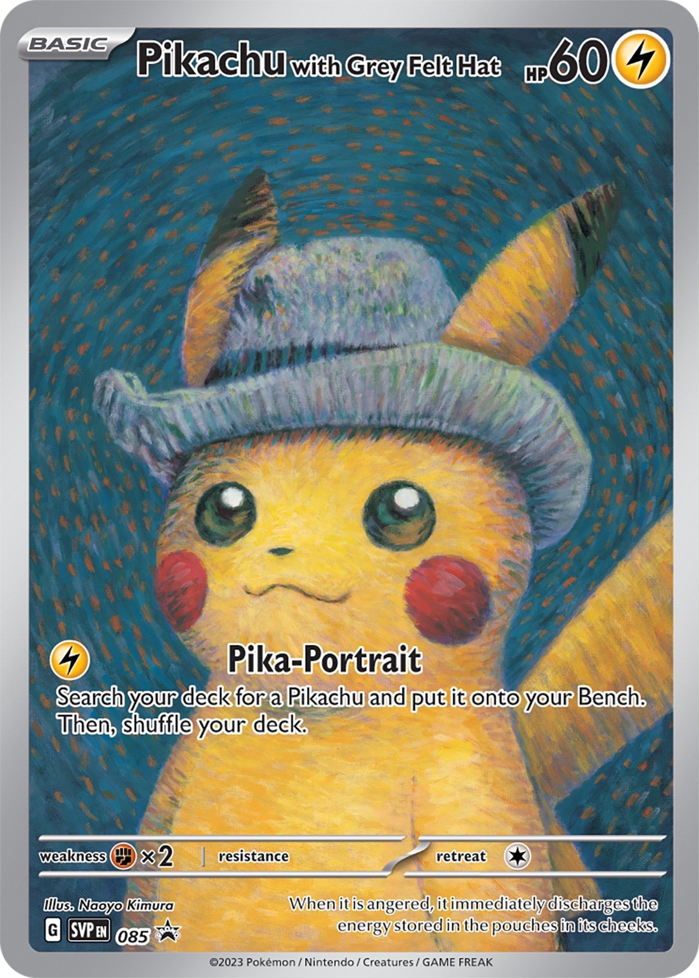 Pikachu with Grey Felt Hat 085 Pokemon Card