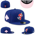Philadelphia Phillies Floral-Embroidered World Series Hat with Pink Undervisor - Royal Blue