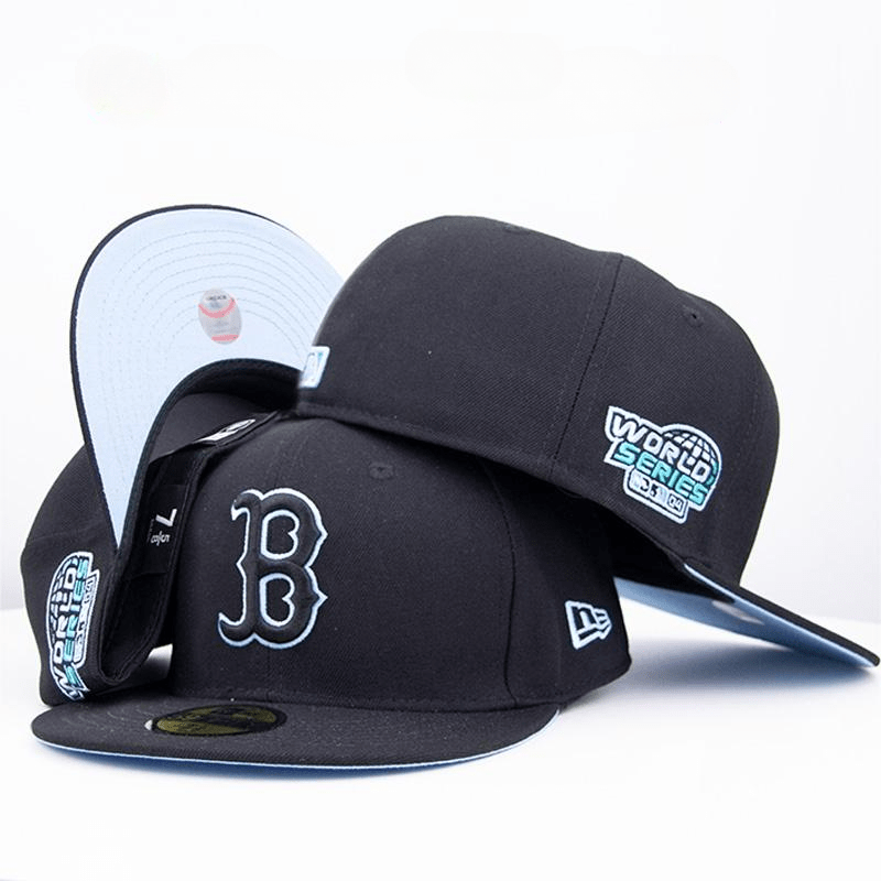 Boston Red Sox World Series Fitted Hat with Light Blue Accents - Black
