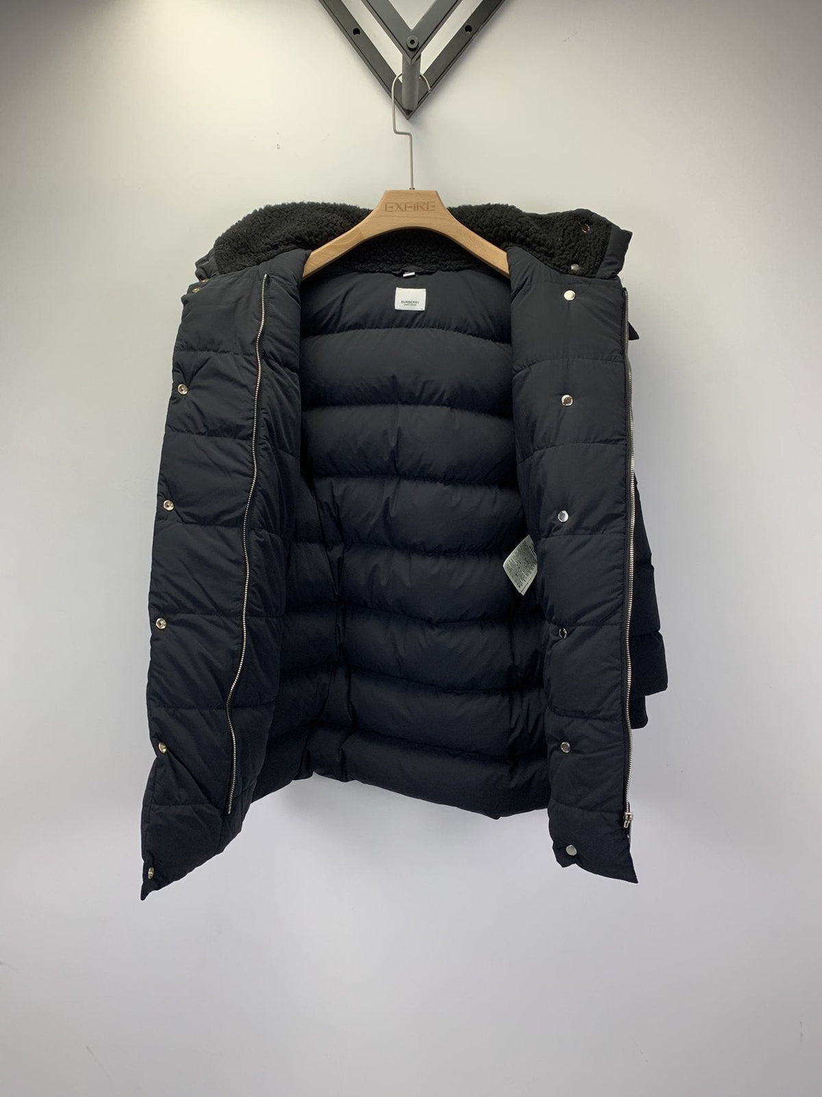 Burberry Women's Black Belted Hooded Long Down Jacket — detail